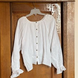 Hackwith Design House White Linen Blouse